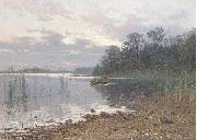 Charlotte Wahlstrom Lake landscape at dusk Germany oil painting artist
